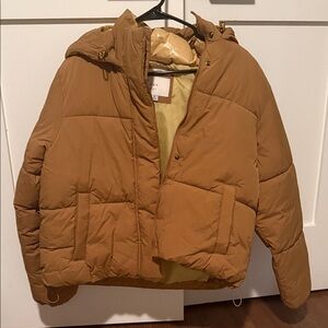 Dark Mustard Puffer Jacket with Hood